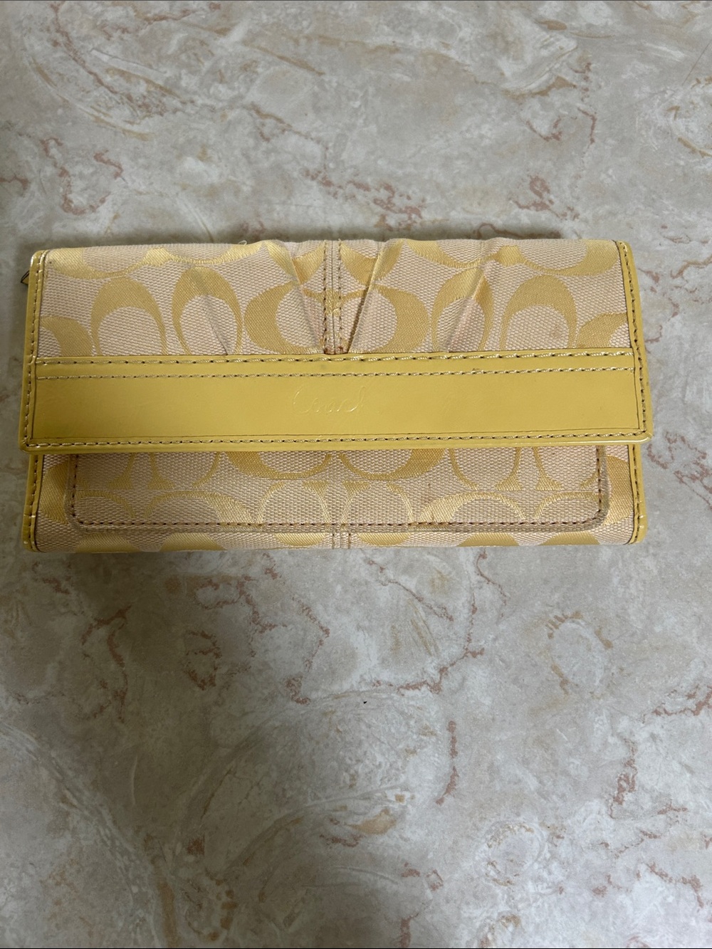 Coach Yellow Signature Continental Wallet
